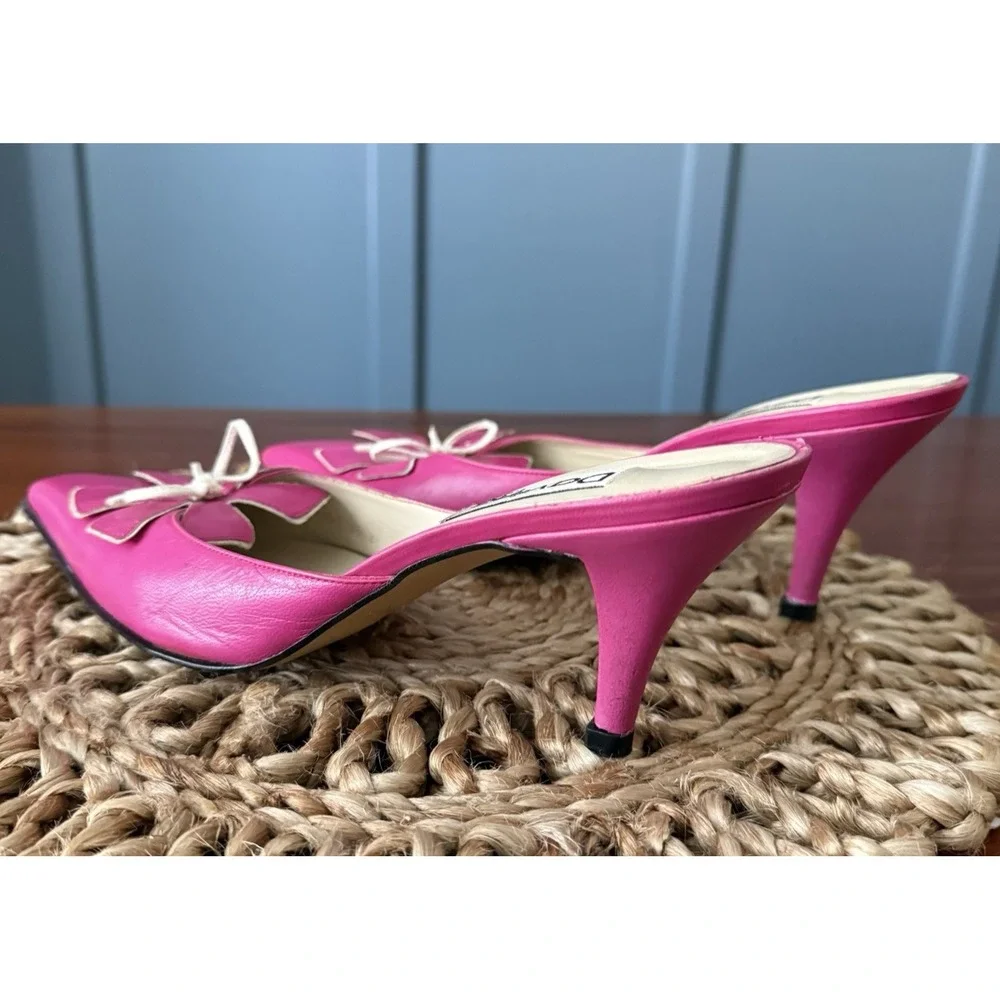 Davina London Hot Pink Leather Sling back Kitten Heel Mules Womens 10 EU 41 - Picture 5 of 16